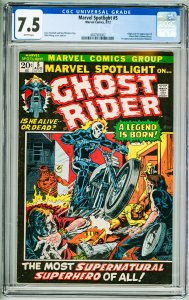 Marvel Spotlight #5 (1972) CGC 7.5! 1st Appearance of Ghost Rider! White Pages!