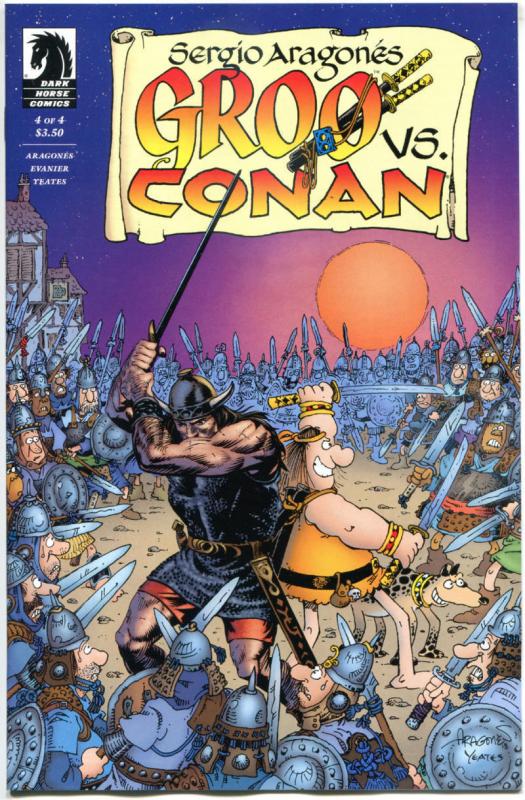 GROO vs CONAN #1 2 3 4,  NM, Signed by Sergio Aragones & Tom Yeates, 2014, w/art