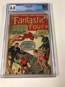 Fantastic Four 6 Cgc 3.5 Ow/w Pages Marvel Silver Age 1st Super-villain Team-up