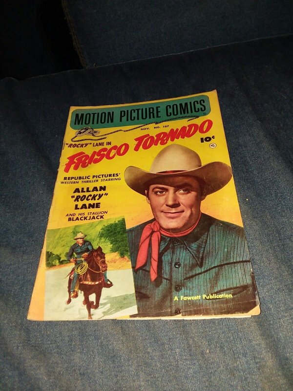 Motion Picture Comics #107 fawcett 1951 frisco tornado rocky lane western golden