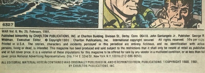 World at WAR Comic Issue 25 —  Sam Glanzman Art 1981 Charlton Comics — 32 Pages 