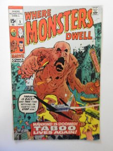 Where Monsters Dwell #5 (1970) VG-! moisture damage, tape pull, 1 in spine split