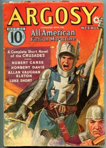 Argosy Pulp Oct 22 1938- Captain Hornblower- Crusades cover-CS Forester VG