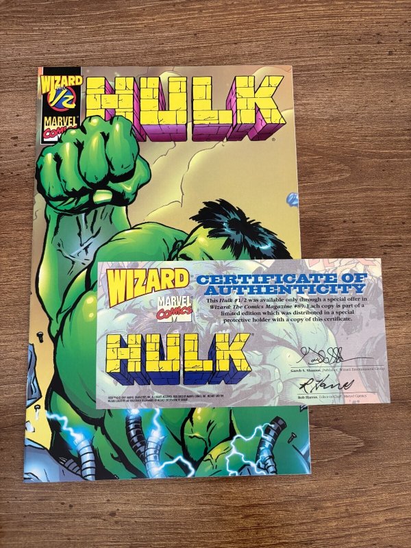 Incredible Hulk # 1/2 NM 1st Print Marvel Comic Book Wizard W/COA 3 J296