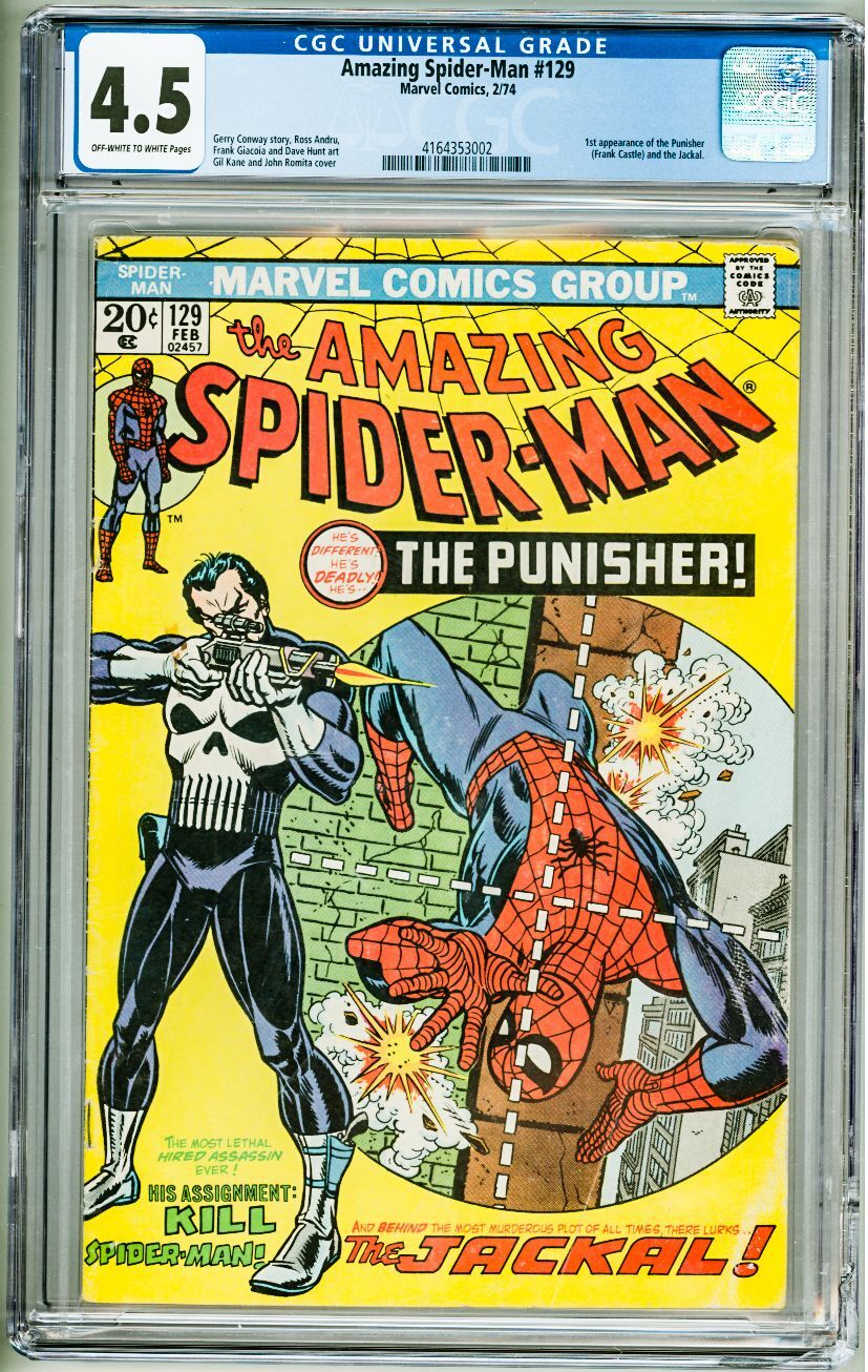 The Amazing Spider Man 129 1974 Cgc 45 Crack Bottom Right Of Slab Comic Books Bronze 