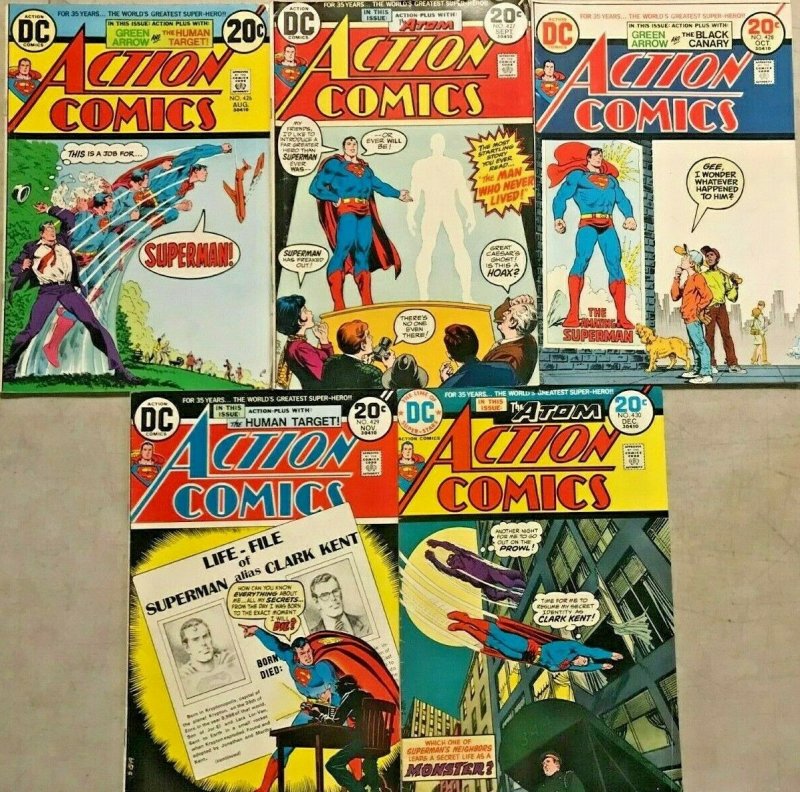 ACTION COMICS#426-430 FN-FN+ LOT 1973 SUPERMAN DC BRONZE AGE COMICS