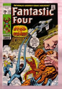 FANTASTIC FOUR #114 1971- THE TORCH-THING-BLACK COVER FN