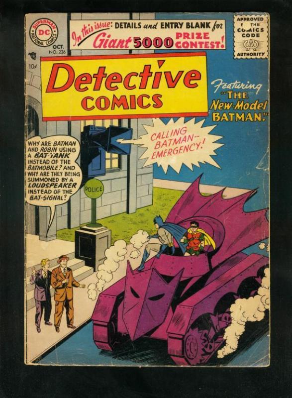 DETECTIVE COMICS #236 1956-BATMAN-ROBIN-BATMOBILE TANK-very good VG
