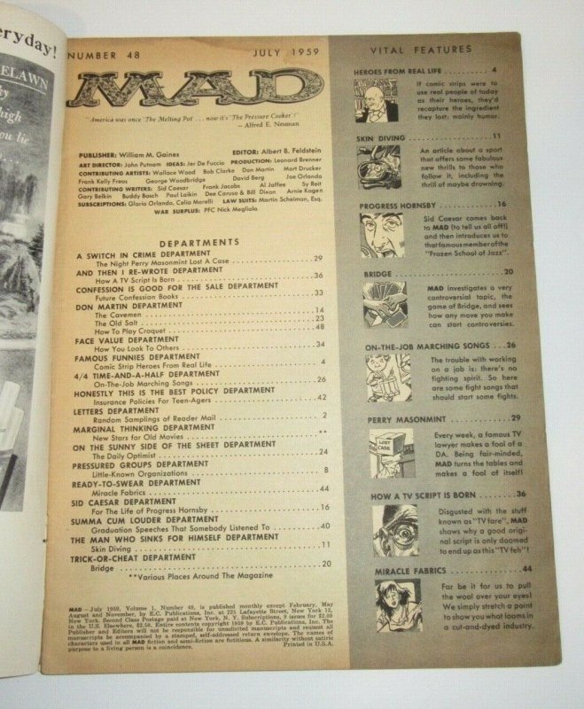 Mad Magazine #48 Uncle Sam July 1959 EC Publications VG