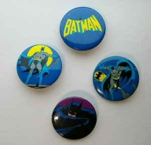 Batman Vintage Pinback Button Badges 4 Original 1980's Licensed Official Bat Man 