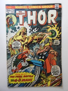 Thor #216 (1973) GD/VG Condition! Moisture stain