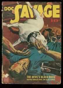 DOC SAVAGE DEC 1942-DEVILS BLACK ROCK-BRUTAL DOG ATTACK G/VG