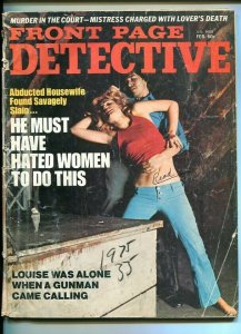 FRONT PAGE DETECTIVE-FEB. 1975-ABDUCTED-SAVAGELY-GUNMAN-TERROR-ROBBERY FR/G