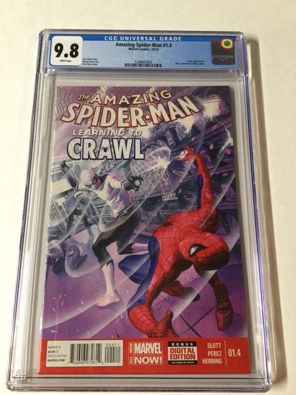 Amazing Spider-man 1.4 Cgc 9.8 Learning To Crawl Alex Ross Cover