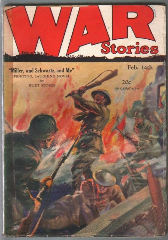 War Stories 2/14/1929-Dell-pulp war thrills-hand to hand combat-VG-