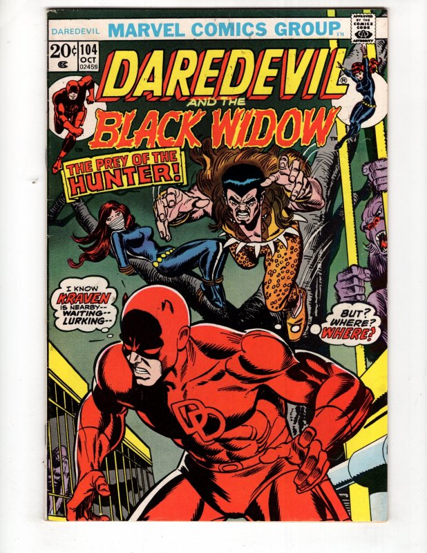 Daredevil #104 (VF+) 1973 KRAVEN & BLACK WIDOW Appearance