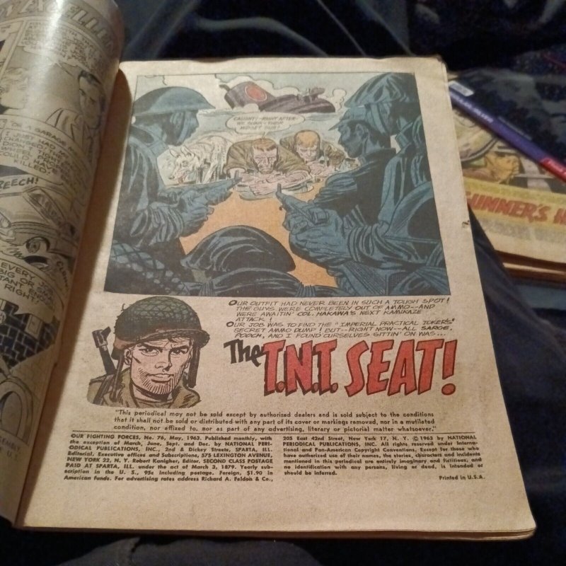 DC OUR FIGHTING FORCES 76 joe Kubert Cover Art May 1963 Vintage Comic silver age