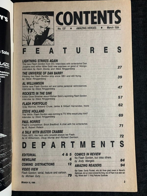 1988 AMAZING HEROES Magazine #137 FN- 5.5 Flash Gordon / Dan Barry