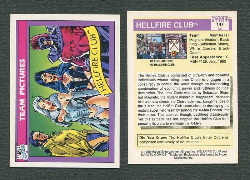 1990 Marvel Comics Card #145 ( Hellfire Club ) NM-MT+ | Comic Collectibles  - Trading Cards - Comic / HipComic