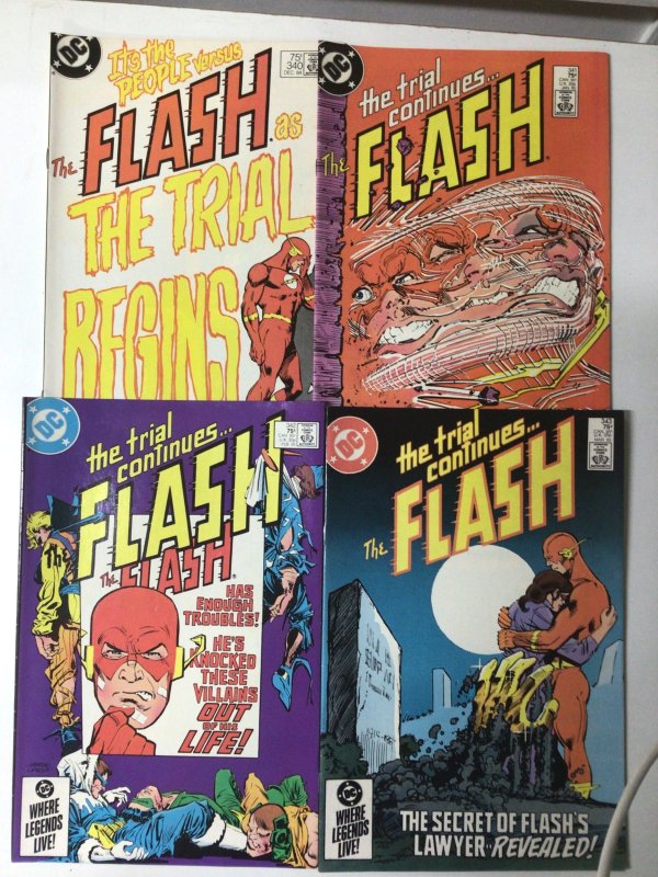 The Flash #340-343 (1985) Trial Series People Versus Flash Lot of 4 DC Comics