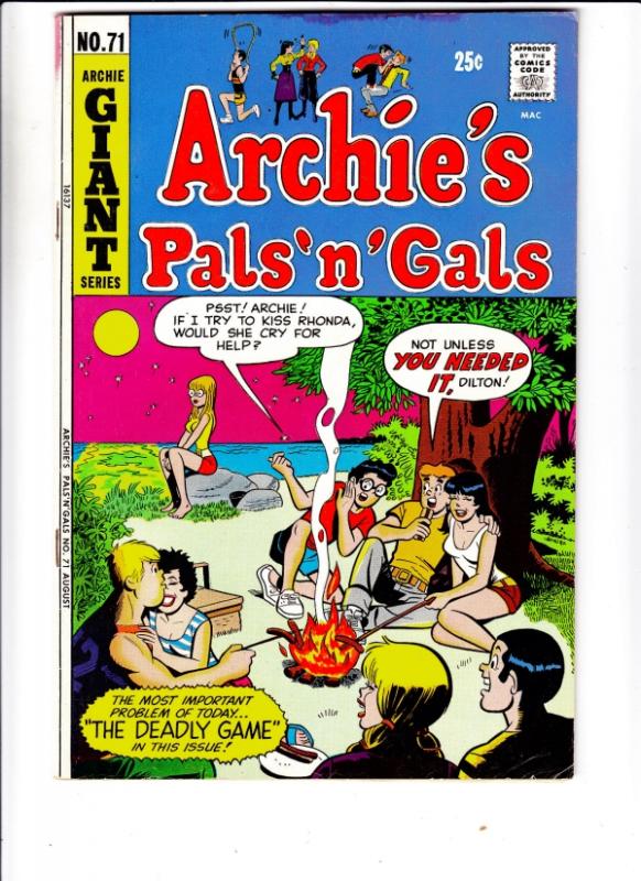 Archie's Pals 'n' Gals #71 (Aug-72) VF- High-Grade Archie, Betty, Veronica, R...