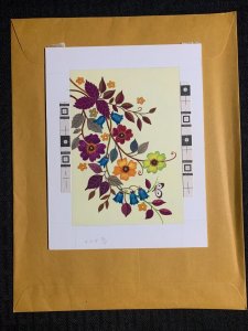 NOTE CARD Purple & Green Flowers 6x8 Greeting Card Art 30028 w/ 2 Cards