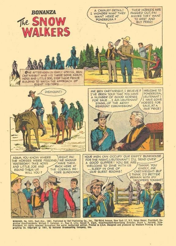 BONANZA #4 (Dell Four Color #1221) (Sept1961) 8.0 VF  TV's Famous Western!