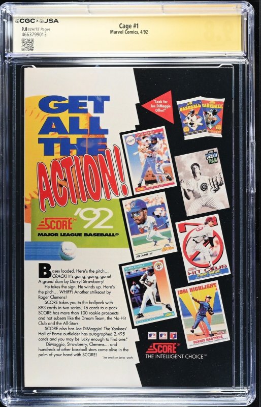 Cage #1 Signed By Mike Colter (4/92) Graded CGC x JSA 9.8