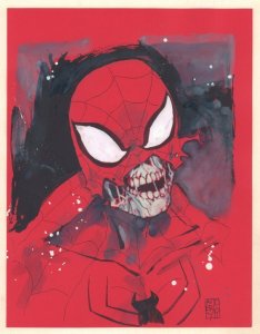 Zombie Spider-Man Red Paper Commission - Signed art by Avery Butterworth