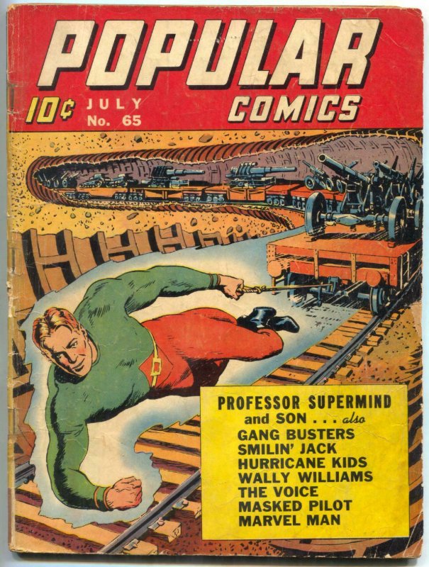 Popular Comics #65 1941- Professor Supermind- Marvel Man G/VG