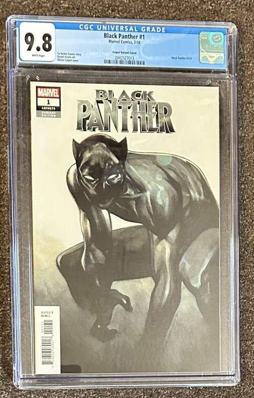 Black Panther #1 1:50 Coipel Variant #173 CGC 9.8 White Pages 2018 Marvel
