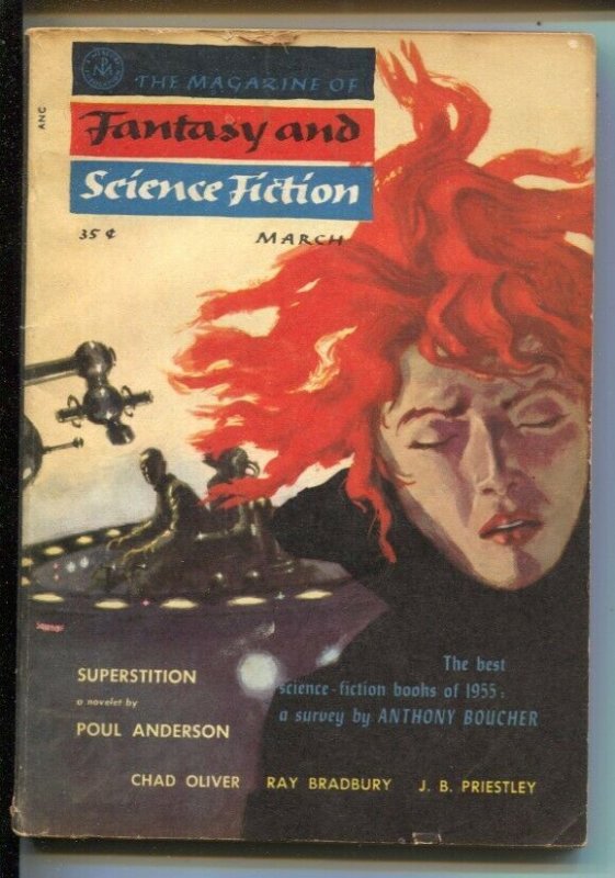 Magazine of Fantasy & Science Fiction 3/1956-Mercury-Nicholas Solovioff cover...