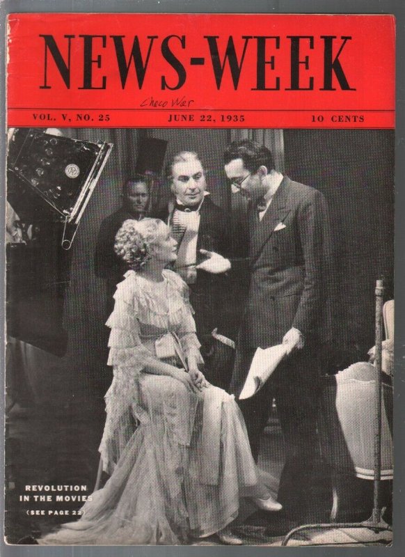 Newsweek 6/22/1935-Revolution In The Movies-Hudson auto art-VG