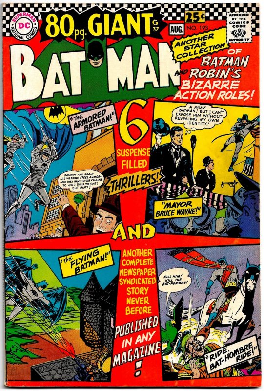 BATMAN #193 (July 1967) 9.0 VF/NM   80 Pg Giant -Batman & Robin Bizarre Stories!