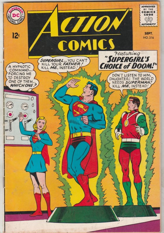 Action Comics #316 (1964) Supergirl Dilemma Cover key! Utah CERT! FN/VF Wow!