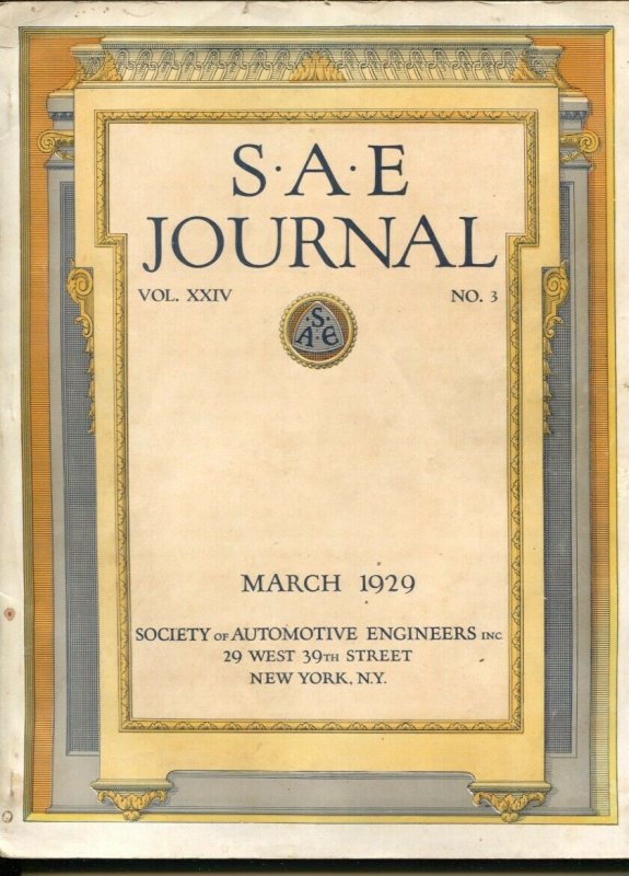 S.A.E. Journal 3/19290Society of Automotive Engineers-loaded with early car i...