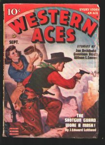 Western Aces 9/1944-Gunfight cover by George J. Rozen-The Shotgun Guard Wore...