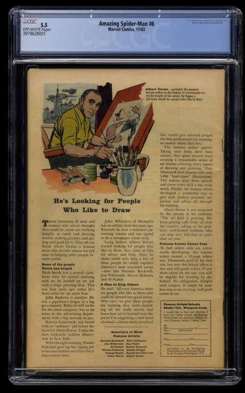 Amazing Spider-Man #6 CGC FN- 5.5 Off White 1st Lizard!