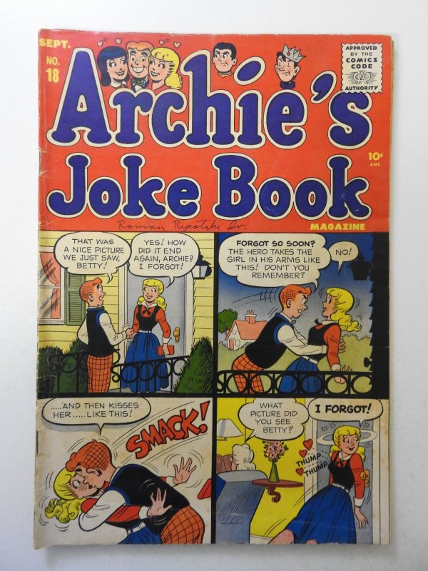 Archie's Joke Book Magazine #18 (1955) VG+ Condition ink fc