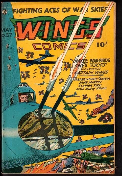 WINGS COMICS #57-WILD TAIL GUNNER -FICTION HOUSE--WAR FN