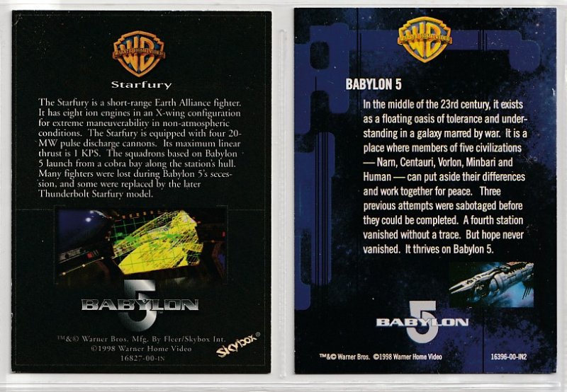 Farscape Series 2 /Babylon  5 Trading Cards