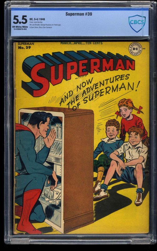 Superman #39 CBCS FN- 5.5 Off White to White