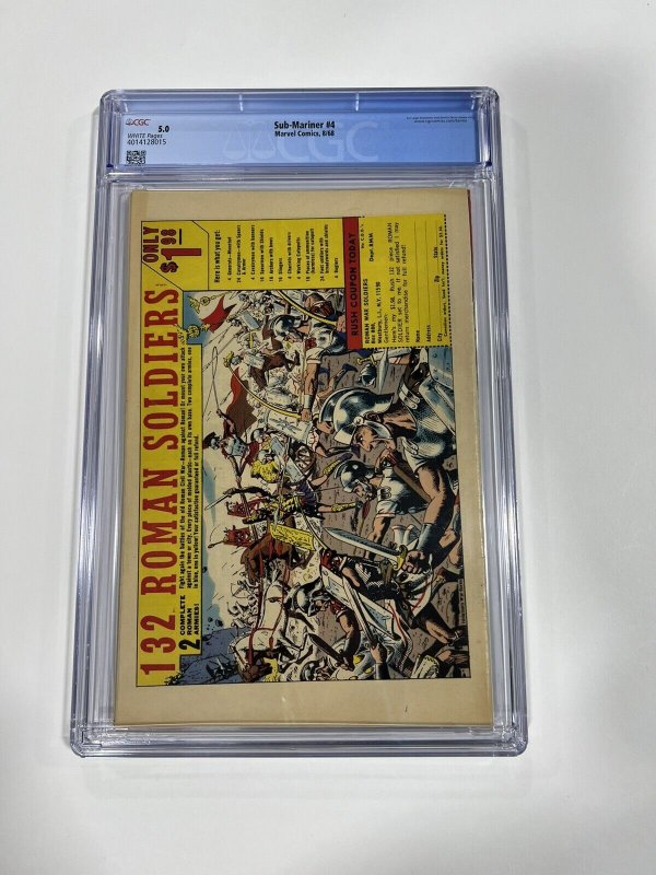 SUB-MARINER 4 CGC 5.0 WHITE PAGES MARVEL 1968