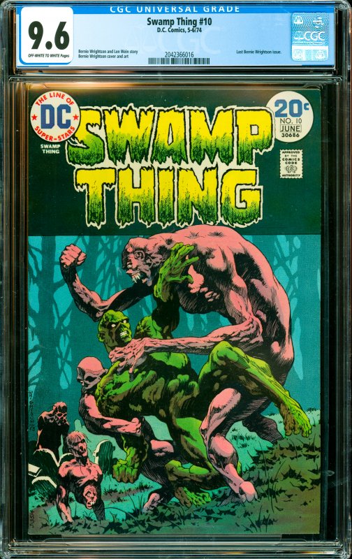 Swamp Thing #10 CGC Graded 9.6 Last Bernie Wrightson issue.