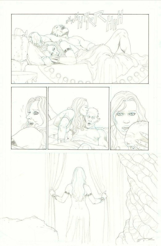 Eternals #3 p.1 - Thena & Tolau in Bed - 2021 Signed art by Esad Ribic