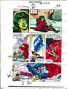 Avengers #222 1982 Hand Painted  Colorguide Page 22-She-Hulk-Thor-VG