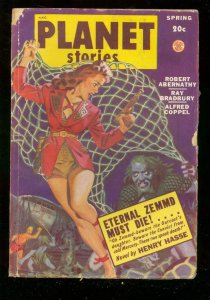 PLANET STORIES PULP-SPG '49-FICTION HOUSE-RAY BRADBURY G/VG