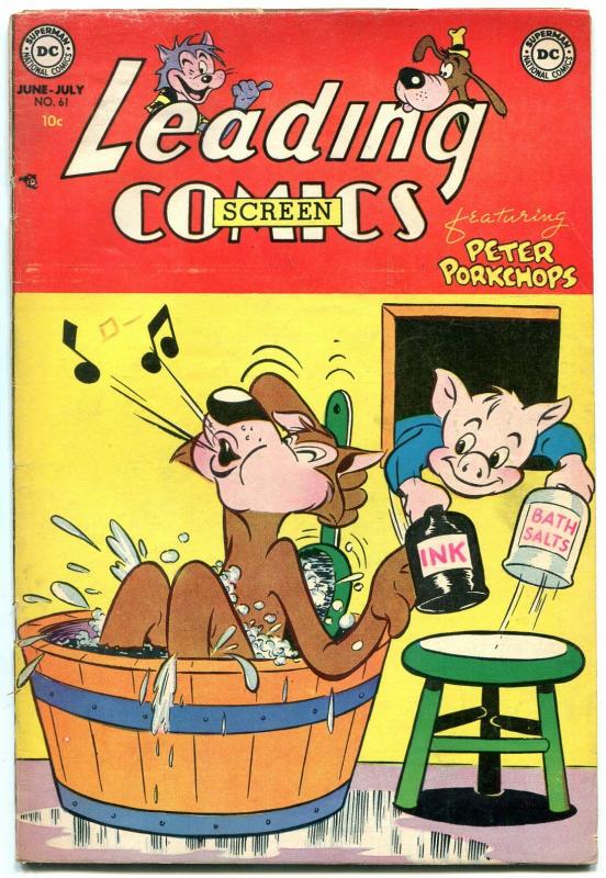 Leading Comics #61 1953- DC Funny Animals- Peter Porkchops- Bath Salts cover VG