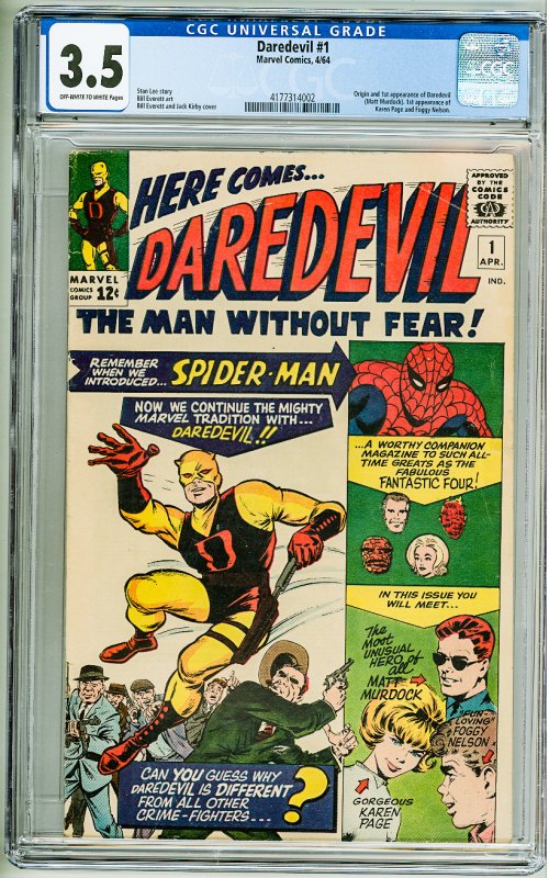 Daredevil #1 (1964) CGC 3.5! OWW Pages! 1st Appearance of Daredevil!