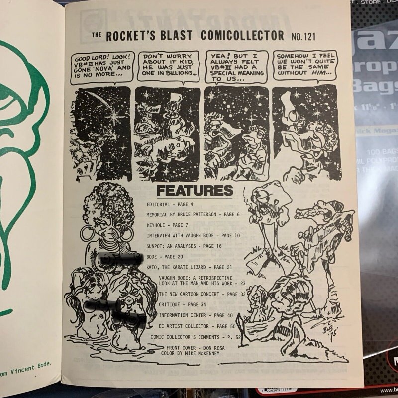 RBCC #121 Rocket's Blast Comicollector  1975 Special Vaughn Bode' issue! FINE-